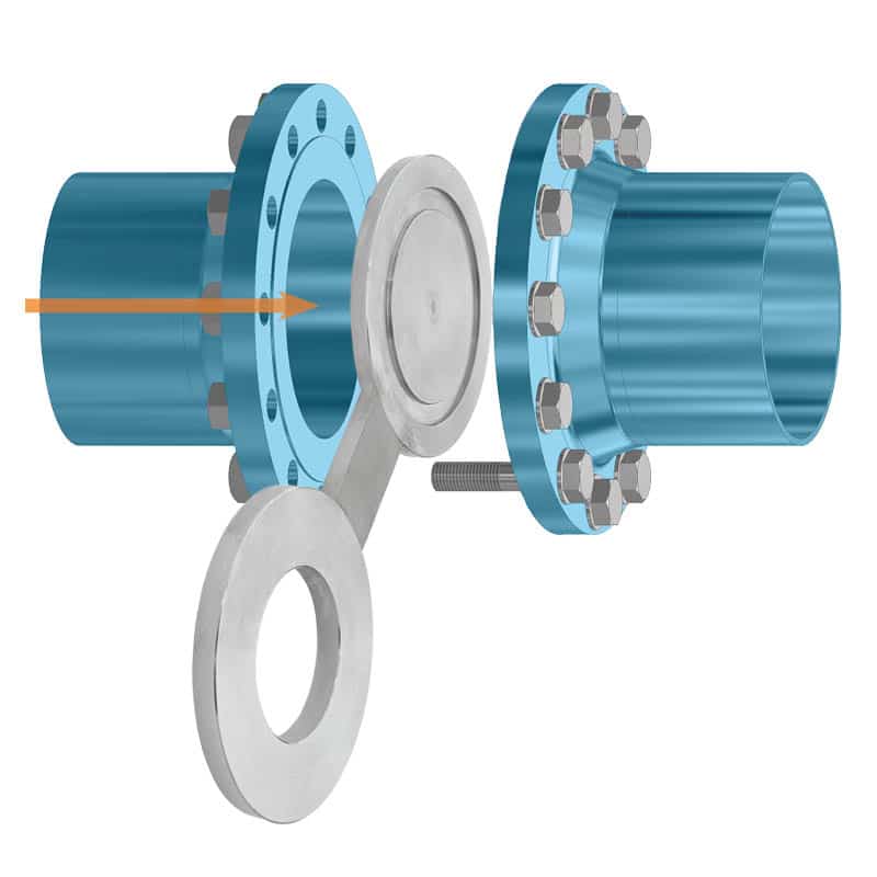 Siebkorbfilter Industriefabrik Schneider Steckscheibe Brillensteckscheibe Edelstahl Umsteckscheibe Rohrleitung Zwischenflansch, Montage zwischen Flansche an Rohrleitungen und Armaturen